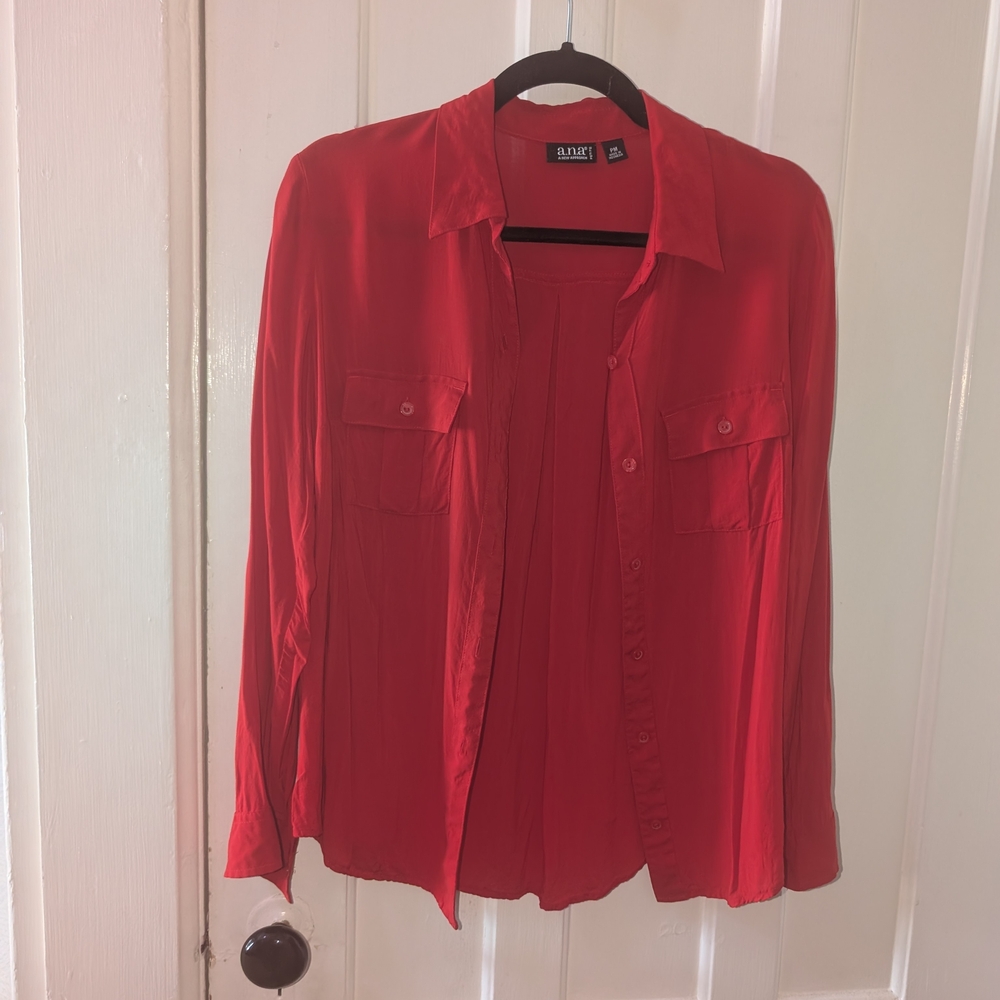Red Button-Up Blouse
